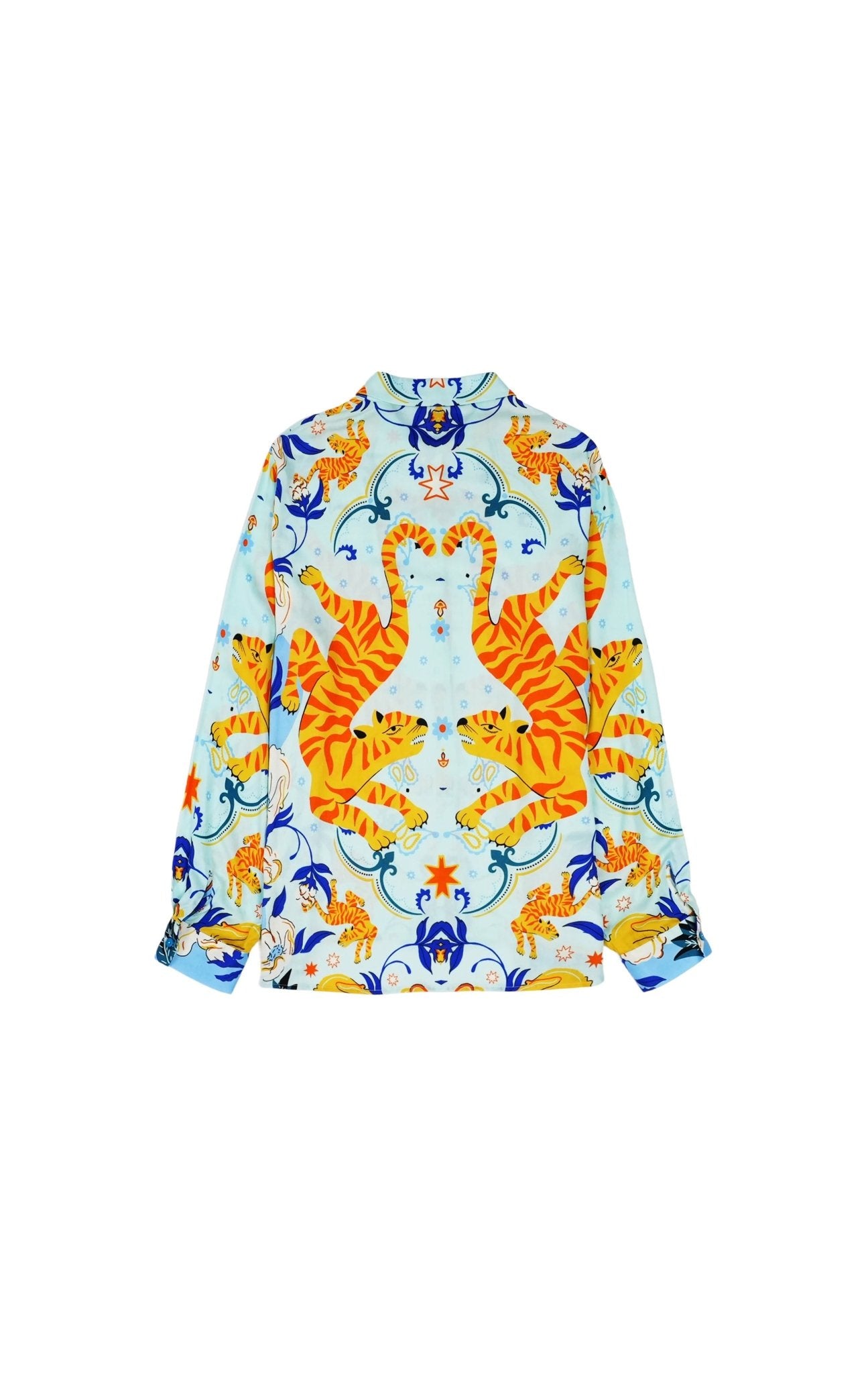Wild Tiger Print Oversized Shirt | Blue. Available at Pasha Living