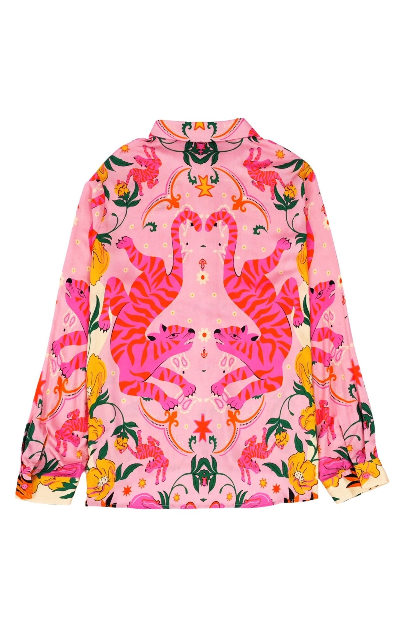 Wild Tiger Print Oversized Shirt | Pink. Available at Pasha Living