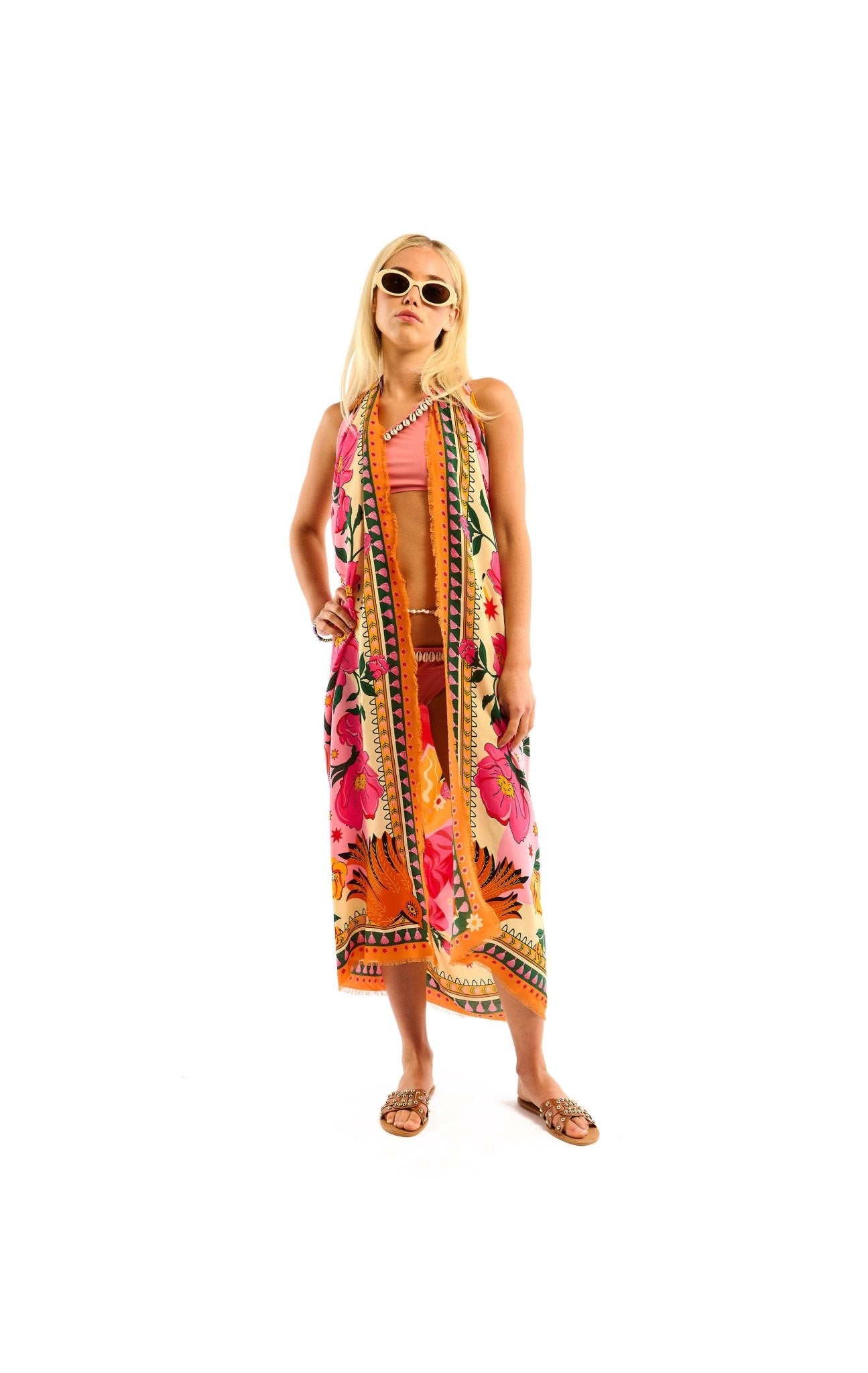 Wild Tiger Print Sarong | Pink. Available at Pasha Living