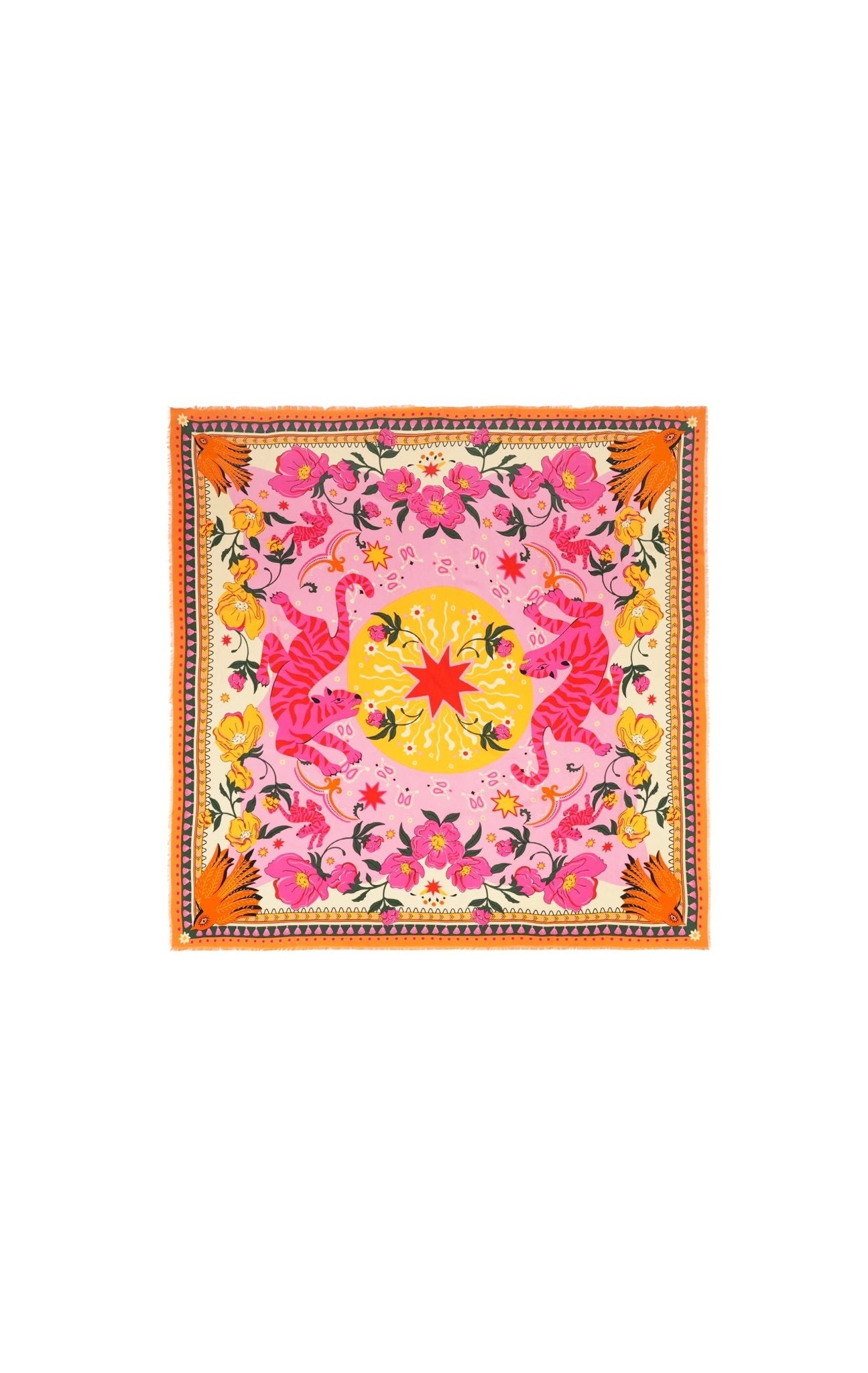 Wild Tiger Print Sarong | Pink. Available at Pasha Living