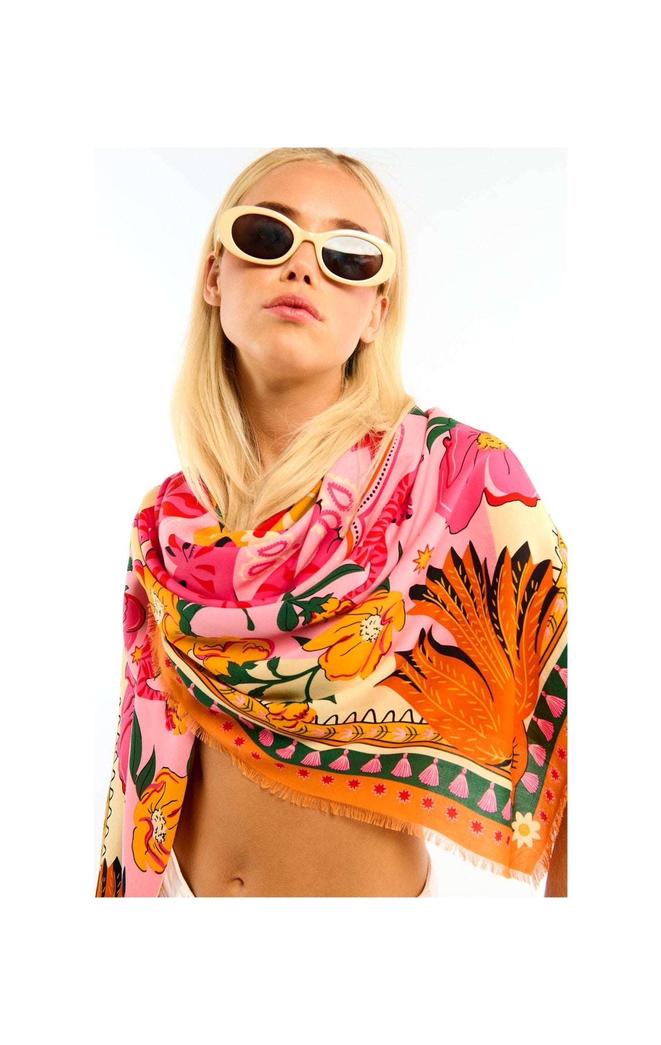 Wild Tiger Print Sarong | Pink. Available at Pasha Living