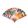 Wild Tropical Print Hand Fan | Pink. Available at Pasha Living
