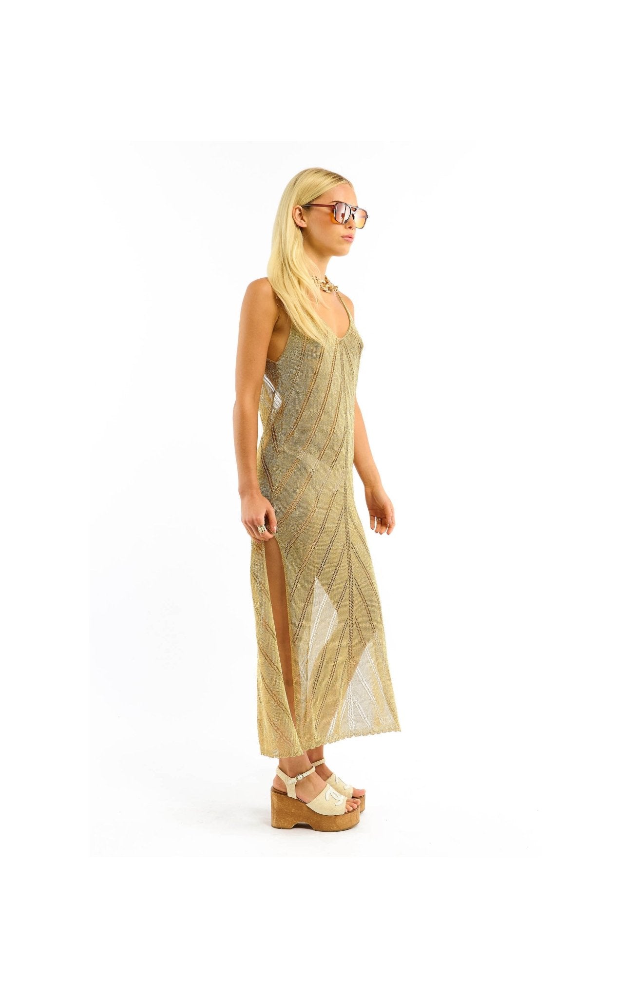 Wild Yvana Dress | Gold. Available at Pasha Living