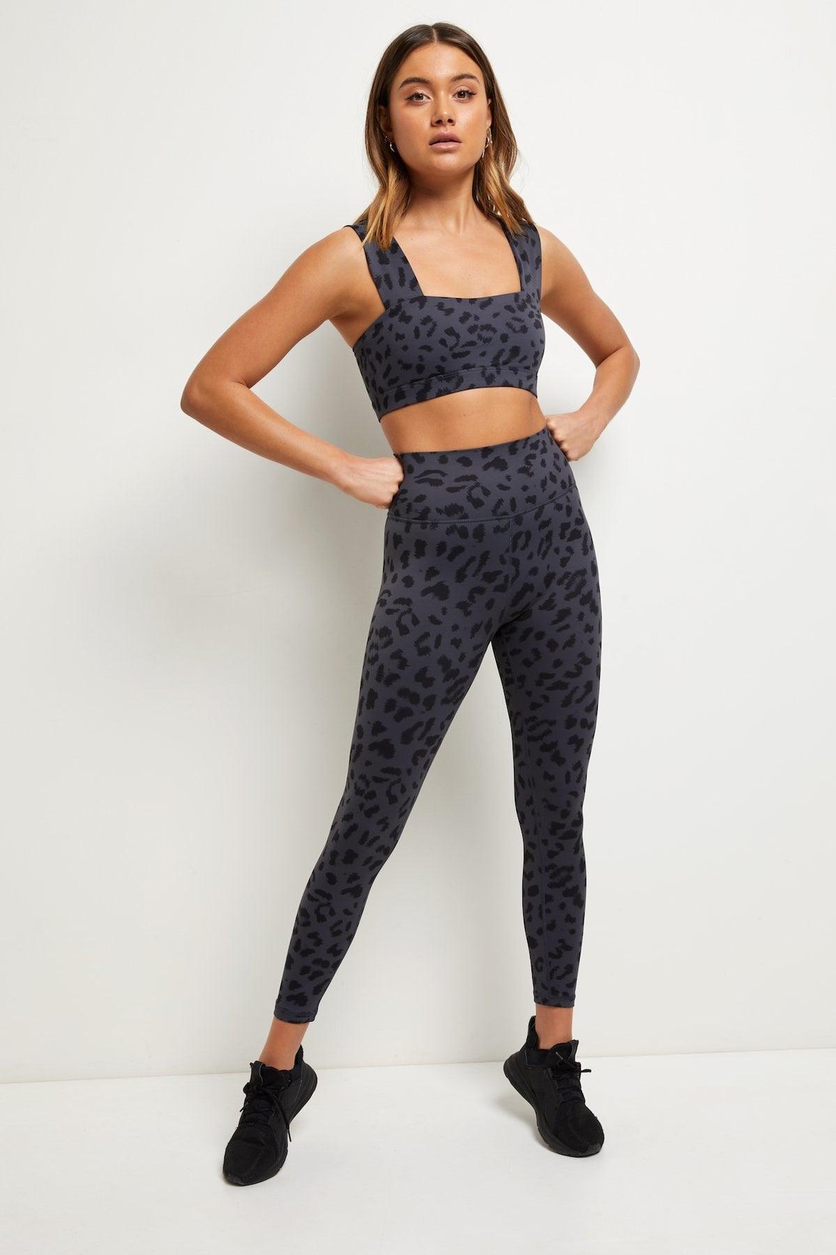 ALL FENIX Leopard Charcoal Sports Bra - Pasha Living 