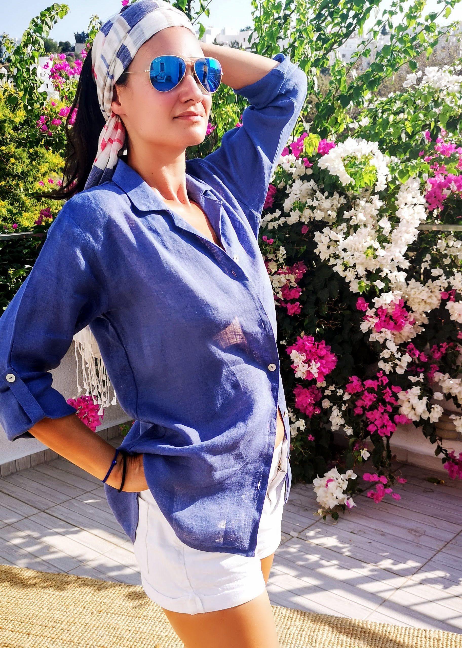 Blue Linen Shirt - Pasha Living 
