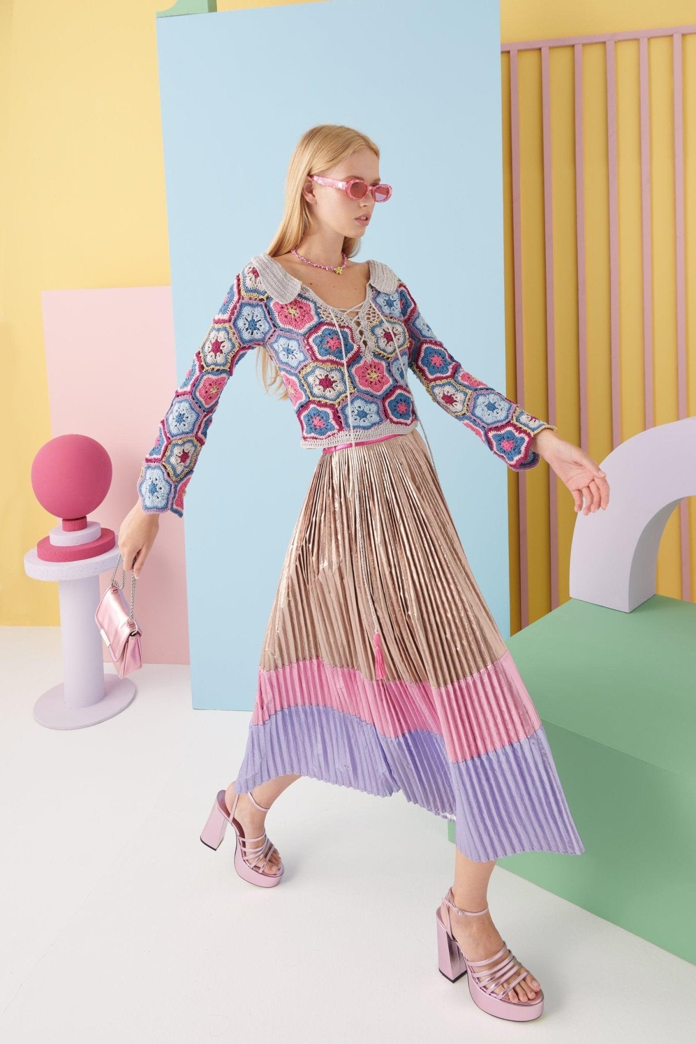 Celia B Lido Silver Skirt. Available at Pasha Living