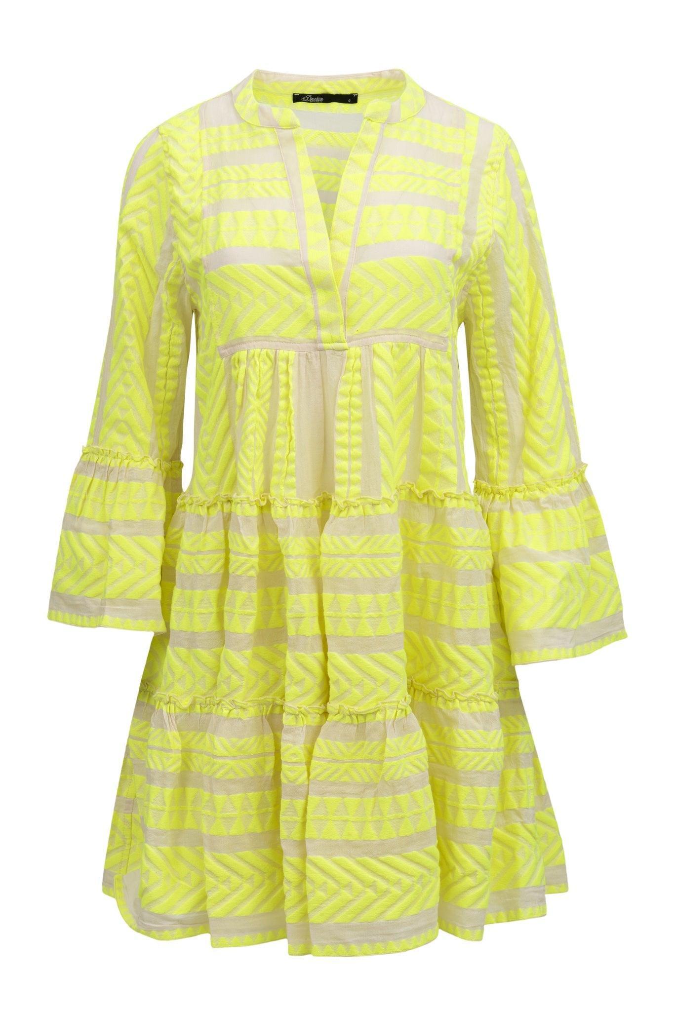 DEVOTION TWINS Ella Mini Dress | NEON LIME on OFF WHITE