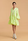 DEVOTION TWINS Ella Mini Dress | NEON LIME on OFF WHITE - Pasha Living 