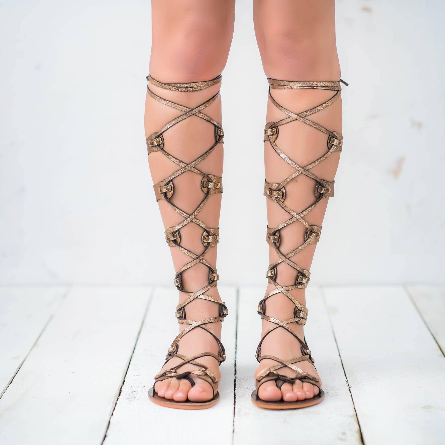 Pasha Living DIANA Gold Leather Sandal - Sandals Pasha Living