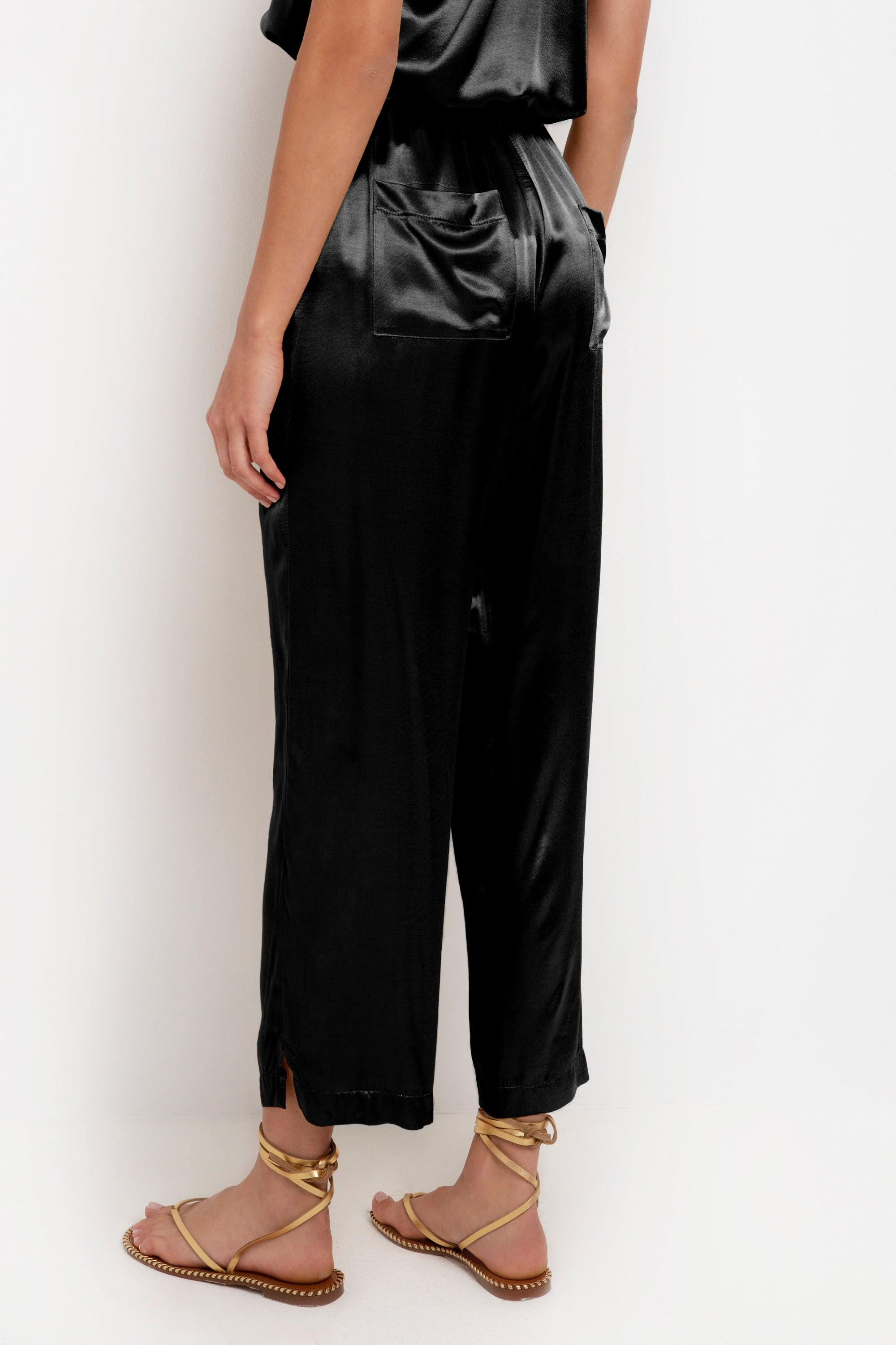 GREEK ARCHAIC KORI Silky Touch Trousers | Black - Pasha Living 