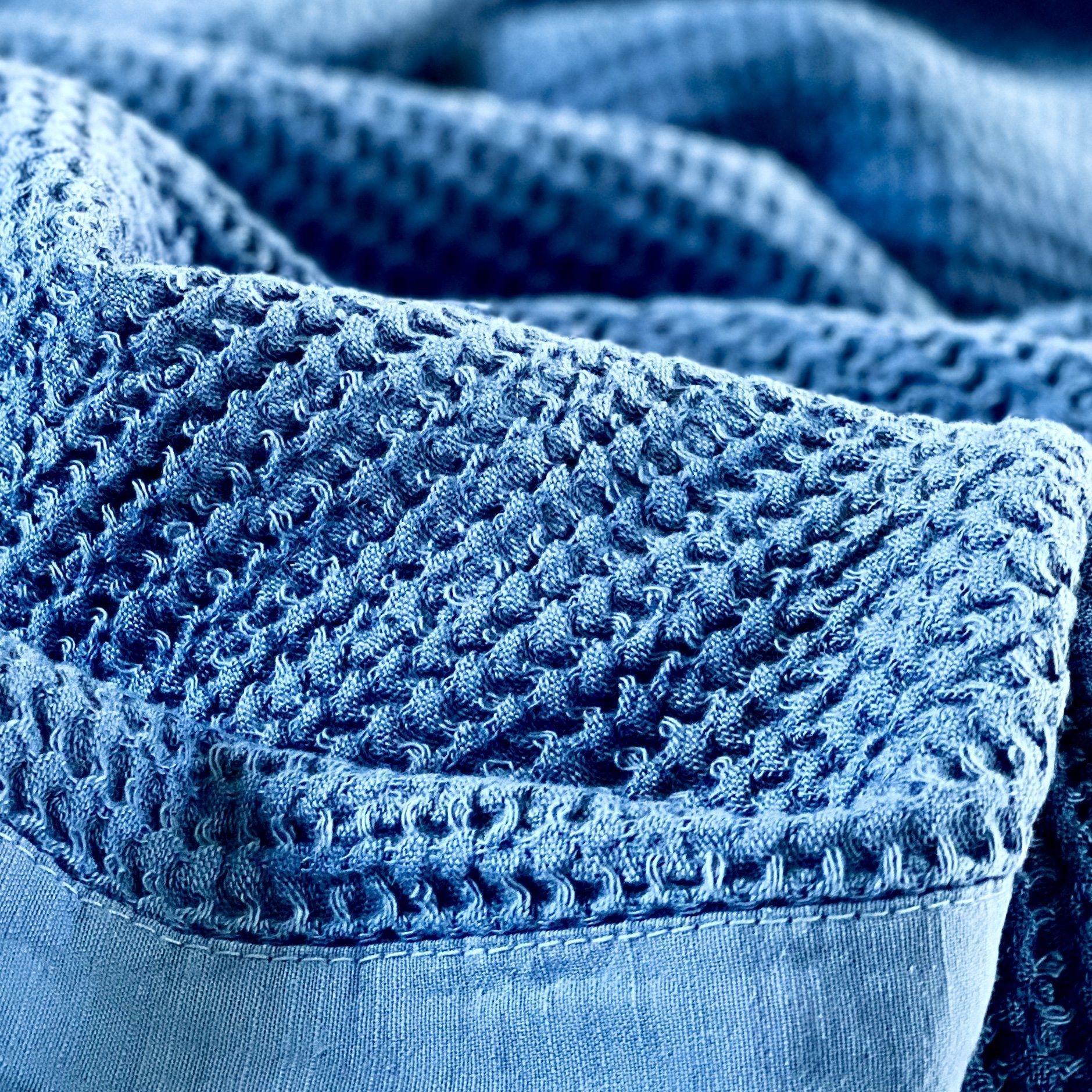 Large Bamboo & Cotton Waffle Blanket | Indigo - Pasha Living 