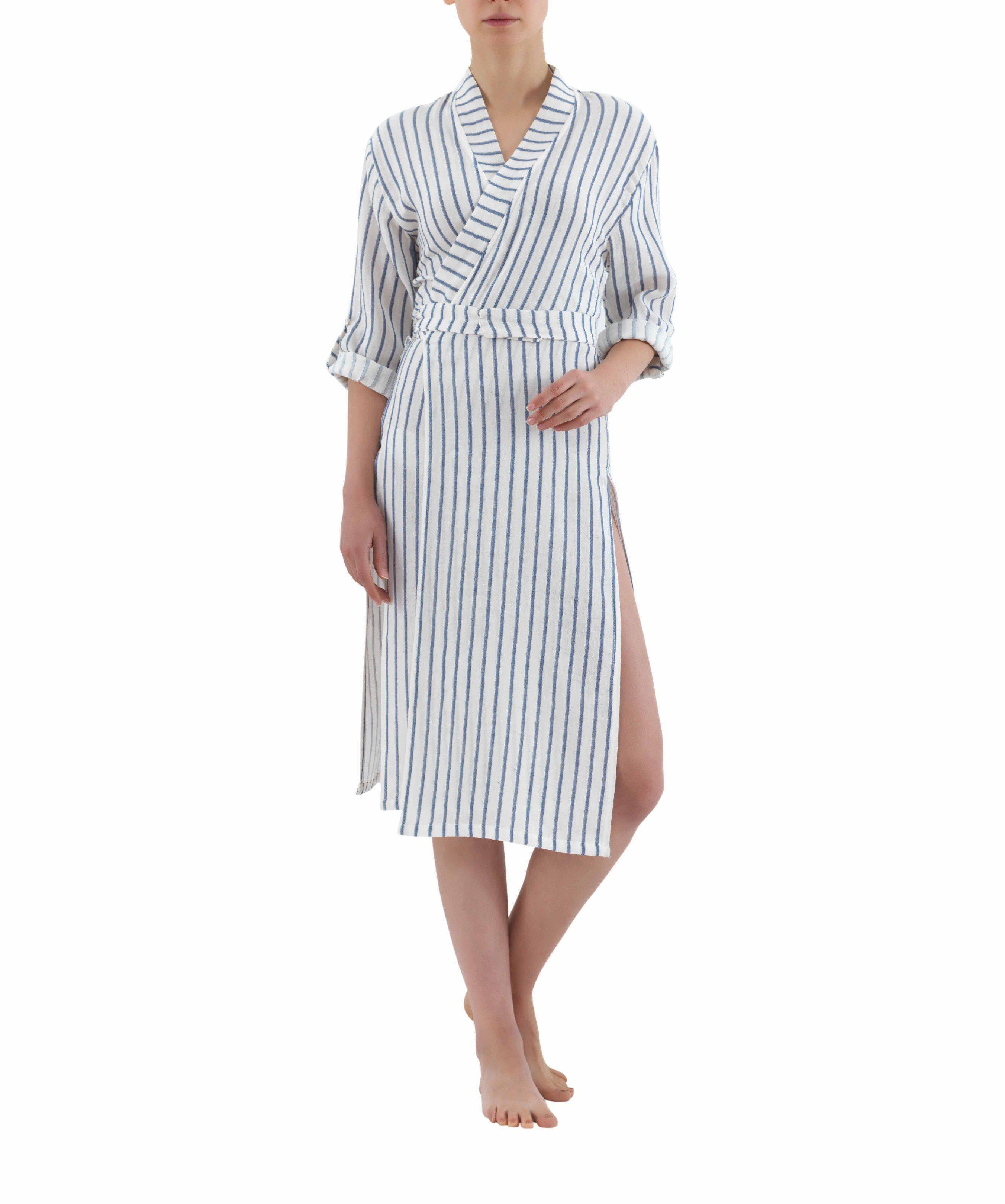 Striped Wrap Dress | Navy - Pasha Living 